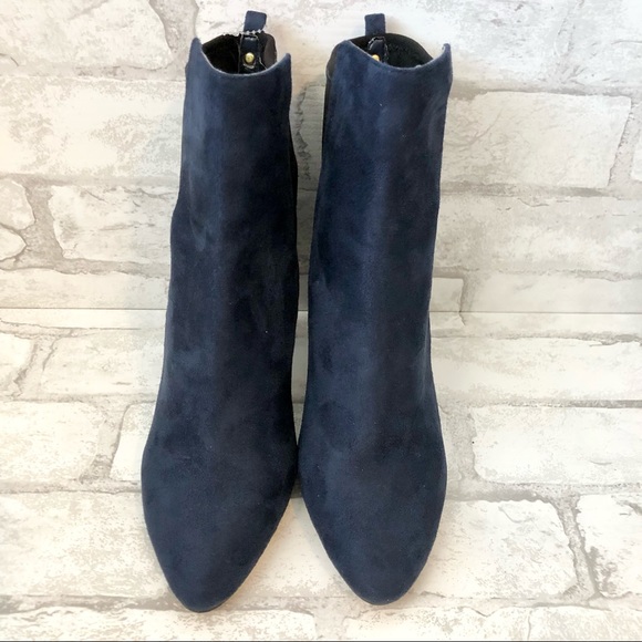 Beautiful Ivanka Trump Blue Suede/Black Elastic Ankle Boots - Picture 6 of 12